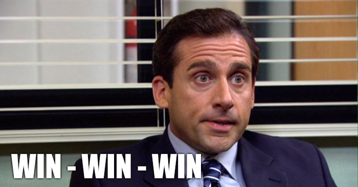 Win/Win is number four and number five is win/win/win. The important difference here is with win/win/win, we all win. Me too. I win for having successfully mediated a conflict at work. Win/Win is number four and number five is win/win/win. The important
difference here is with win/win/win, we all win. Me too. I win for having
successfully mediated a conflict at
work.
